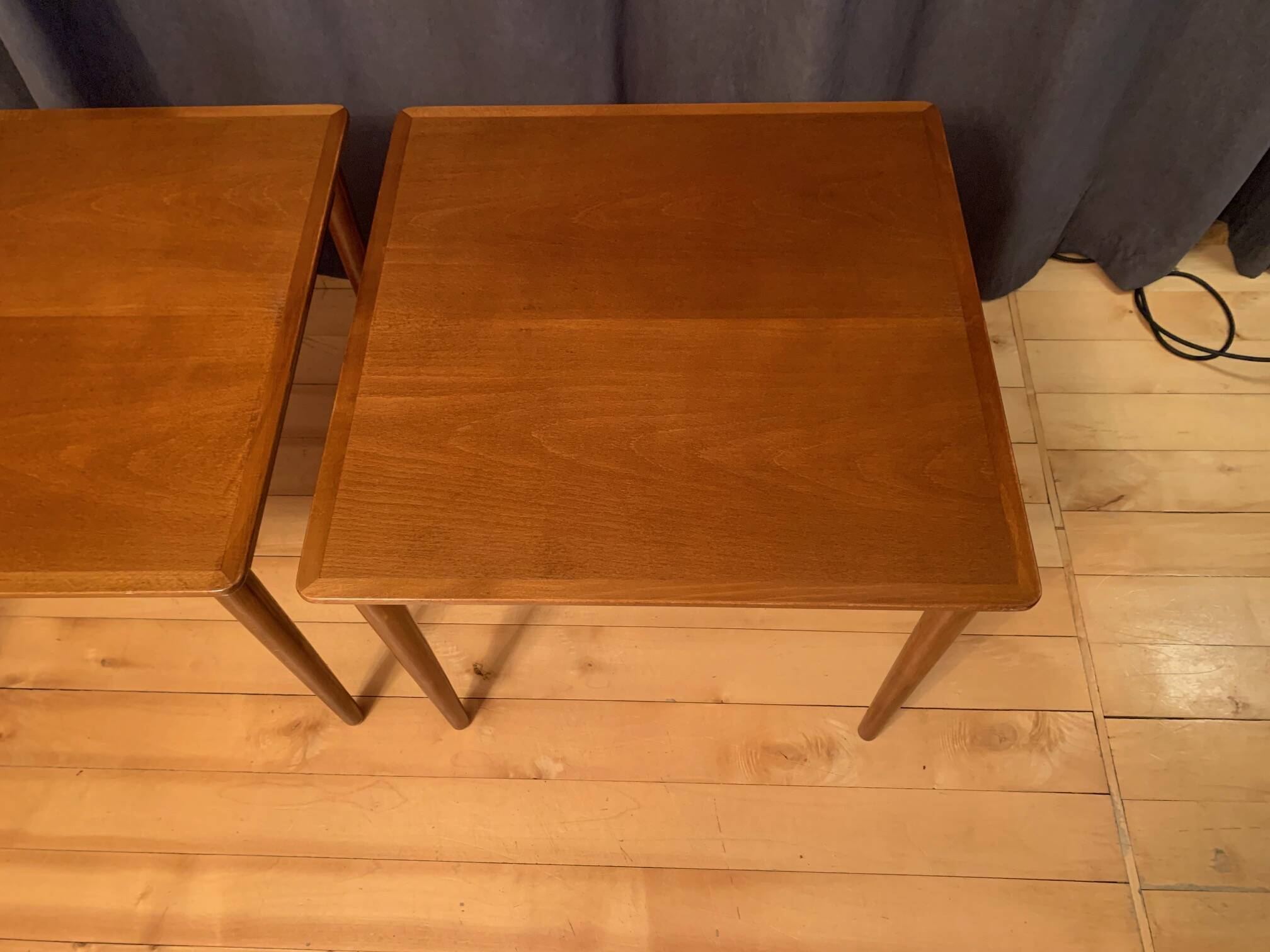 Pair of mahogany side tables, Denmark, 1950s.