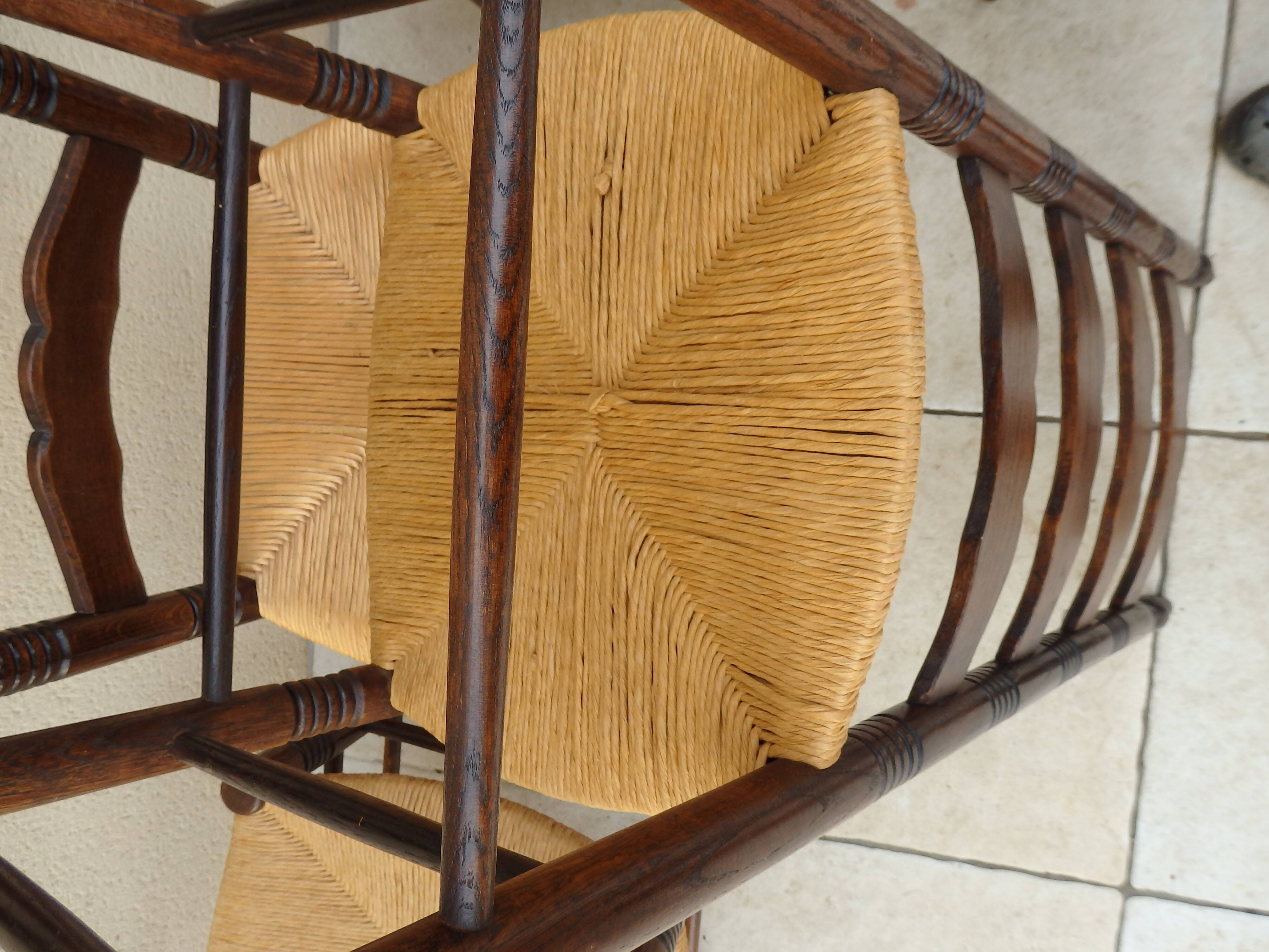 6 chairs straw and wood farmhouse old monastery