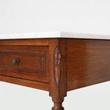 Suite de 2 tables de chevet Art Déco en chêne avec plateau en marbre de Carrare, France années 1930