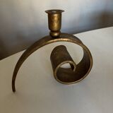 Battered iron candle holder Italian work 1970