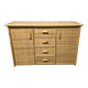 Vintage woven rattan and natural bamboo sideboard - Italy 1970s