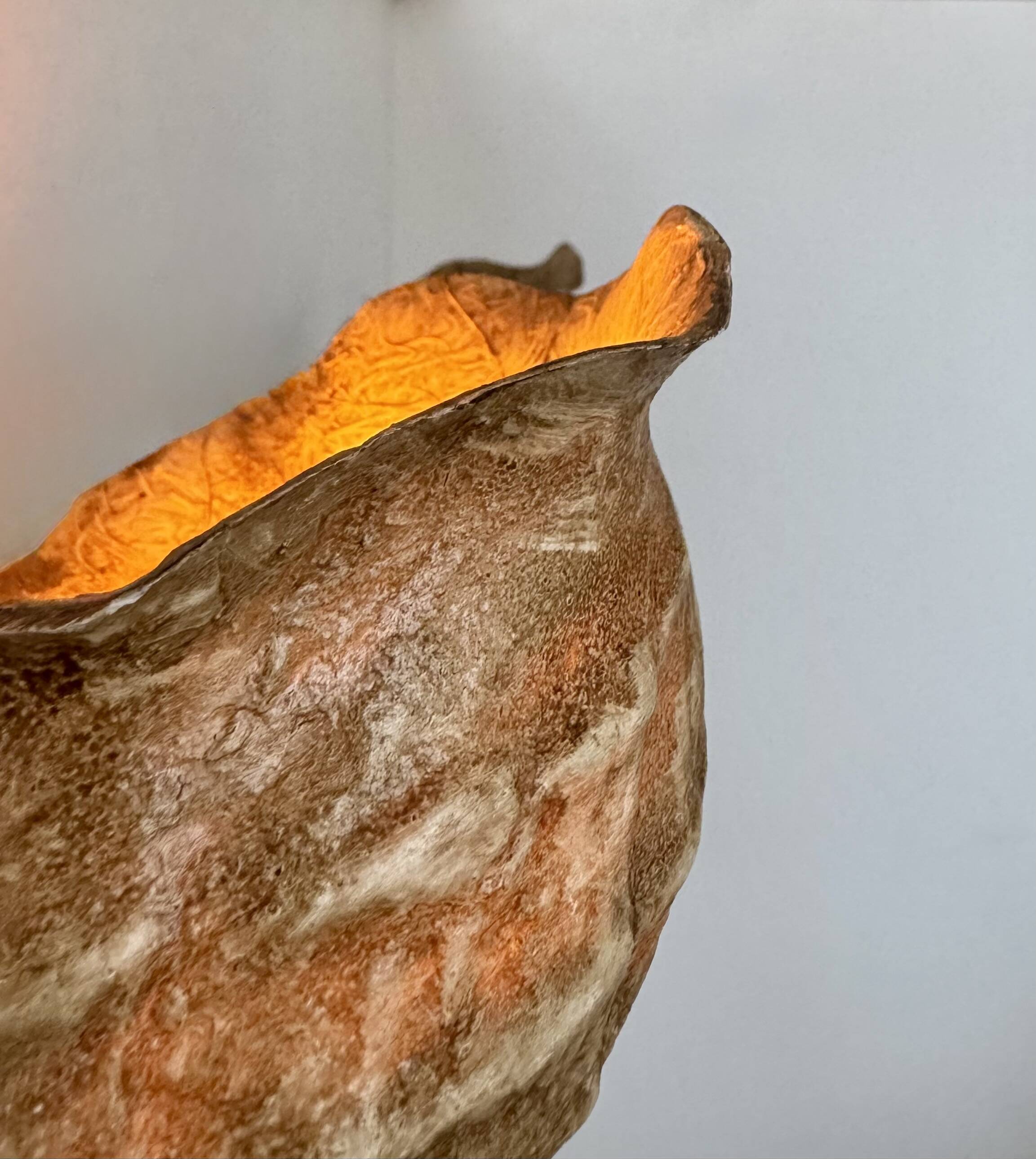 Pair of vintage shell wall sconces, beige fiberglass, France 1960