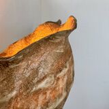 Pair of vintage shell wall sconces, beige fiberglass, France 1960