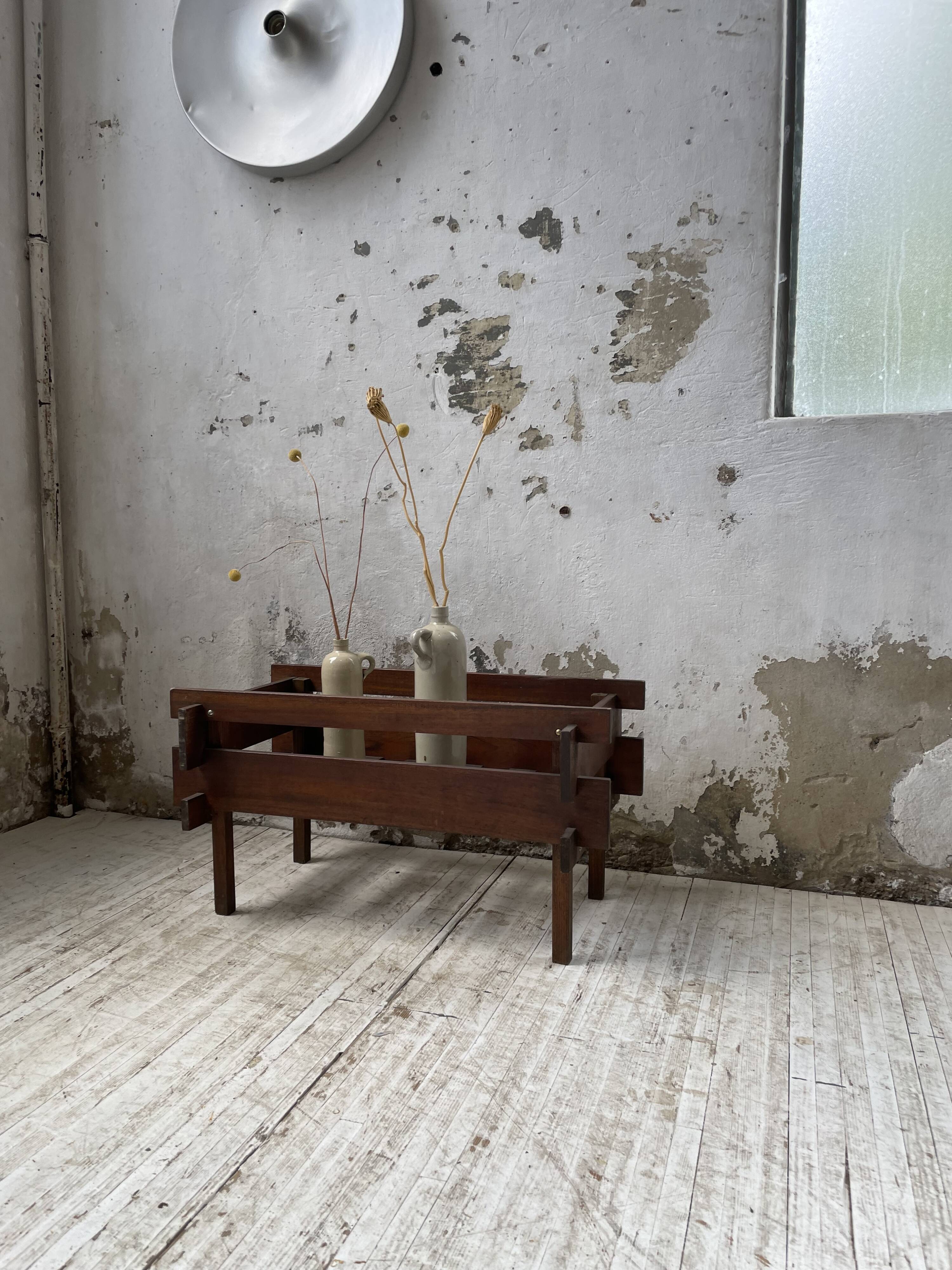 Small modernist oak planter from the 1950s