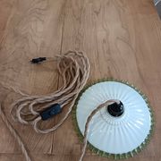 Portable lamp in pale green and white glass