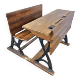 Antique desk / school bench (1920) cast iron De Mark Breda Holland