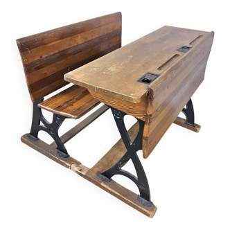 Antique desk / school bench (1920) cast iron De Mark Breda Holland