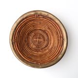 Rattan and brass fruit basket, 60s