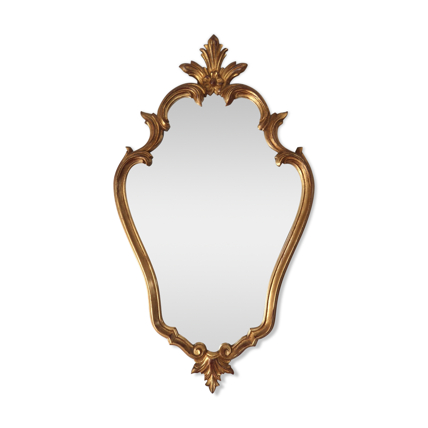 Baroque mirror in gilded wood - 86x50 cm - 60s