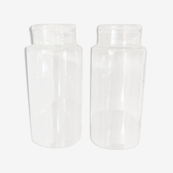 Set of 2 transparent glass jars