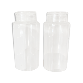 Set of 2 transparent glass jars