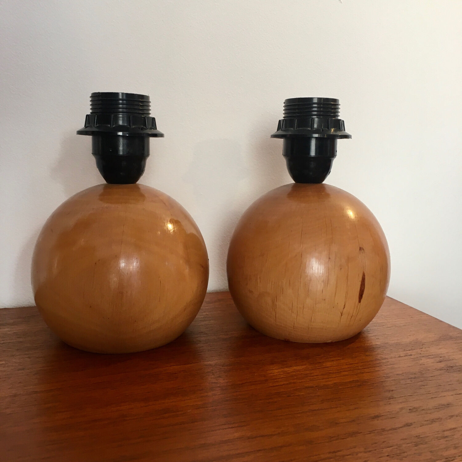 Solid wood ball lamp legs, 1980s