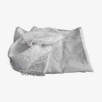 Teacloth overnappe or curtain linen lace hand