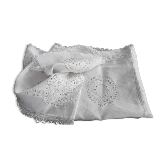 Teacloth overnappe or curtain linen lace hand