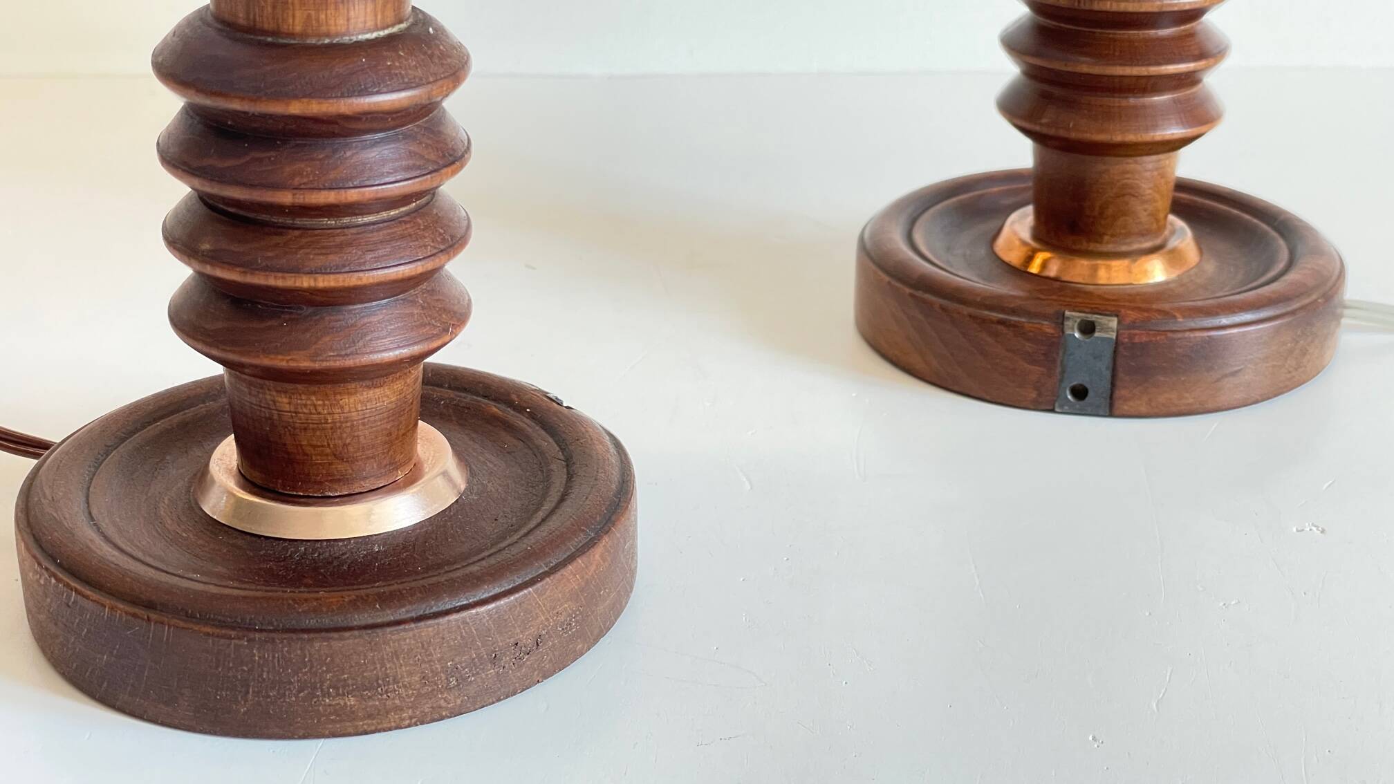 Pair of vintage wooden lamps