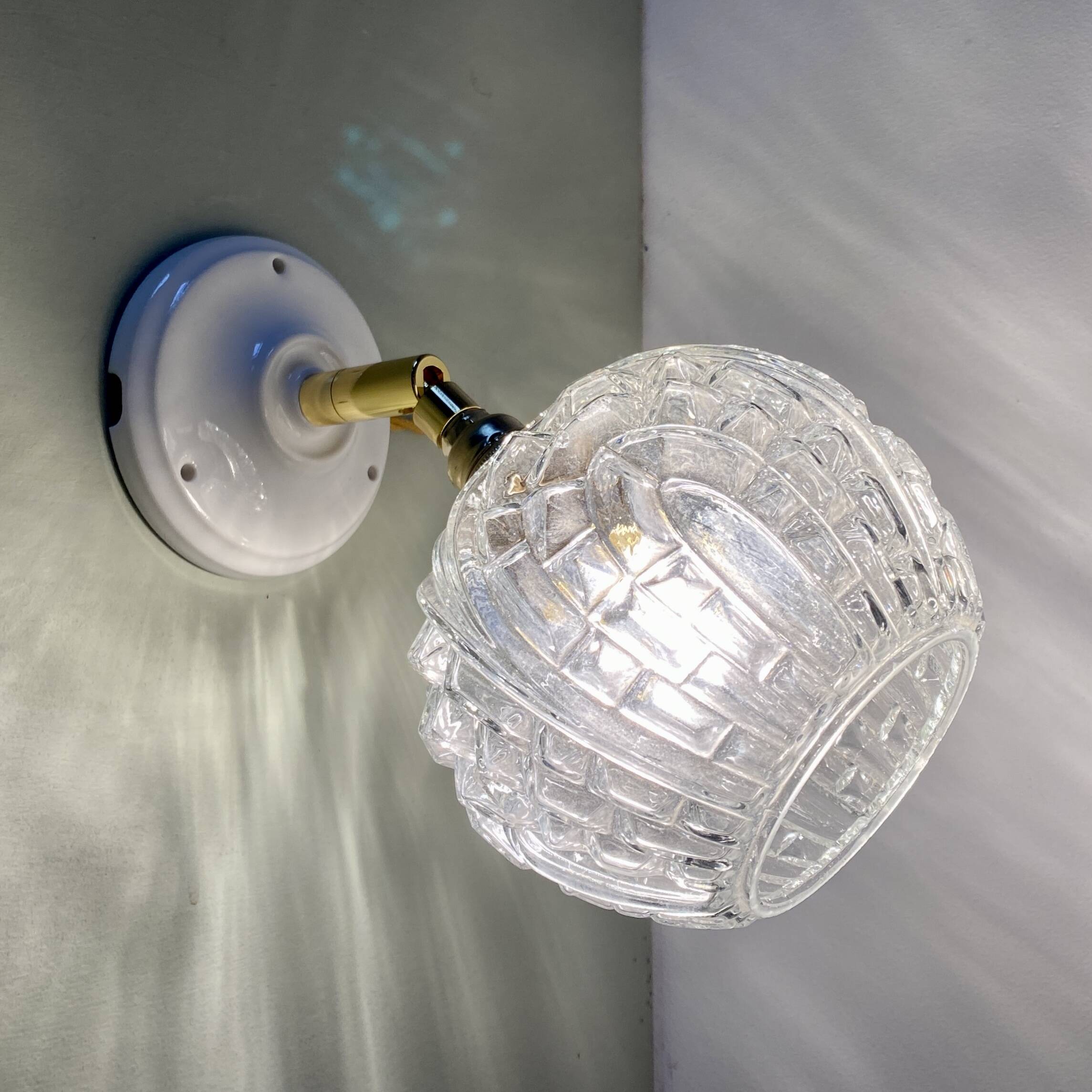 Vintage moulded glass globe wall light