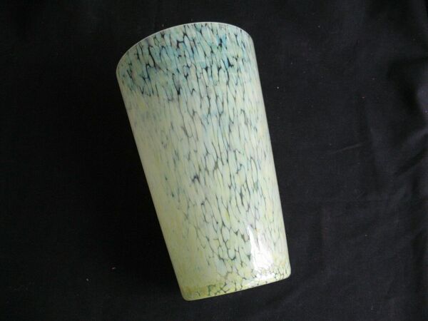 Vase en verre ou cristal de Clichy moucheté jaune/vert