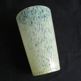Vase en verre ou cristal de Clichy moucheté jaune/vert