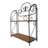 Vintage wall or table shelf in wrought iron and rattan