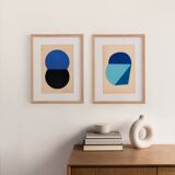 Collage on old paper - LOKI - Blue and black - signed eawy