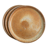 Set of 3 antique dessert plates. Marais stoneware.