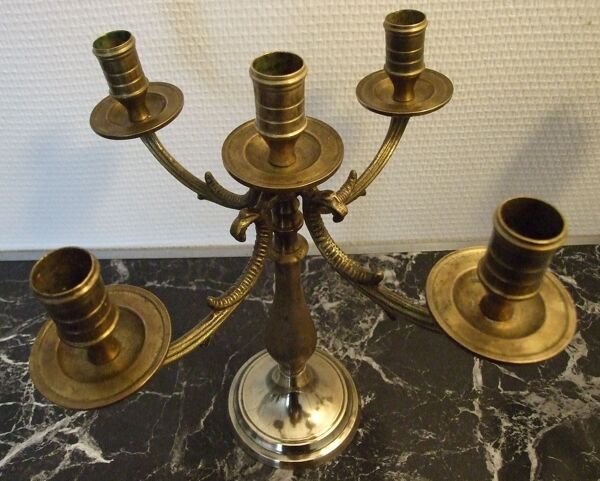 Paire de chandeliers 5 feux en bronze