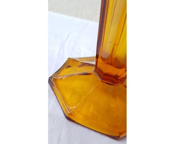 Art Deco amber glass vase