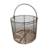 Round basket in vintage mesh metal