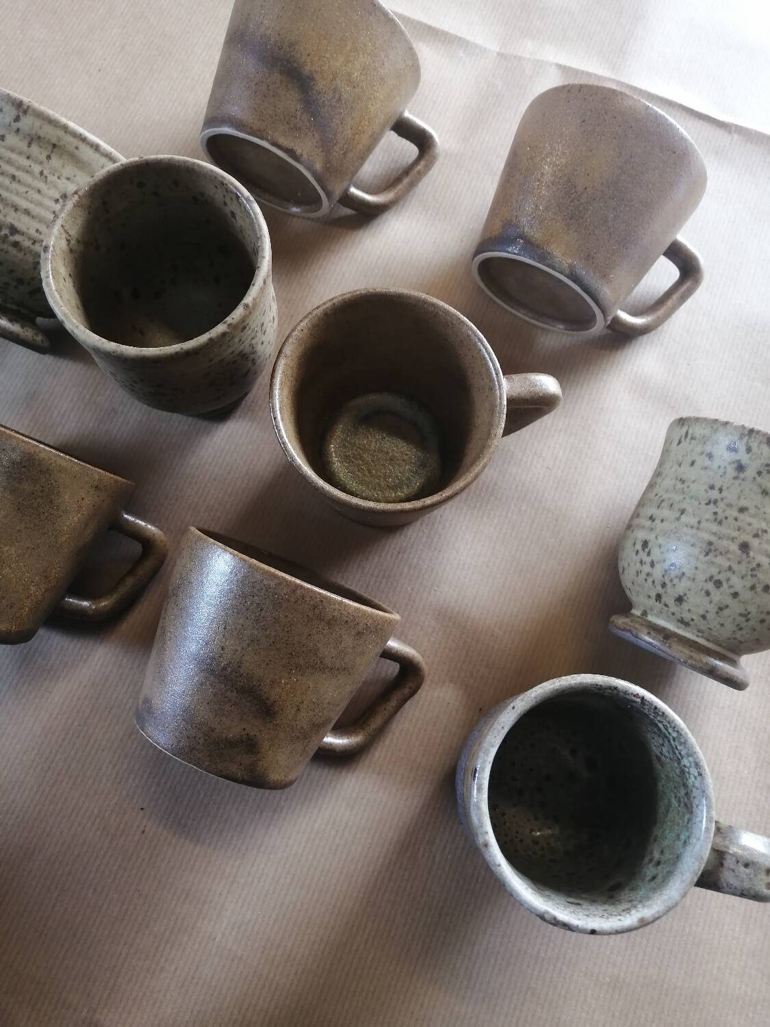 Set of 9 vintage stoneware coffee cups