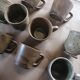 Lot de 9 tasses à café en grès vintage