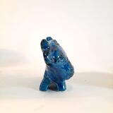 Vintage bull statue, design aldo londi for bitossi, rimini blue series.