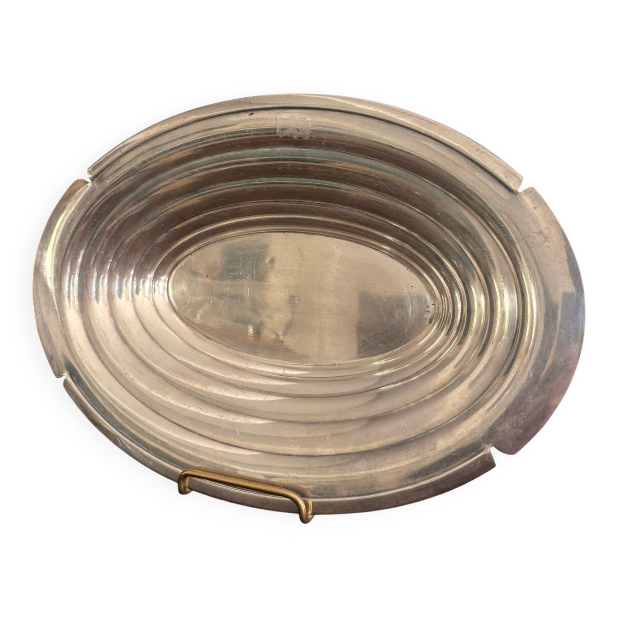 Vintage Serving Platter Gratin Vegetable Dish Silver Metal Art Deco 1930