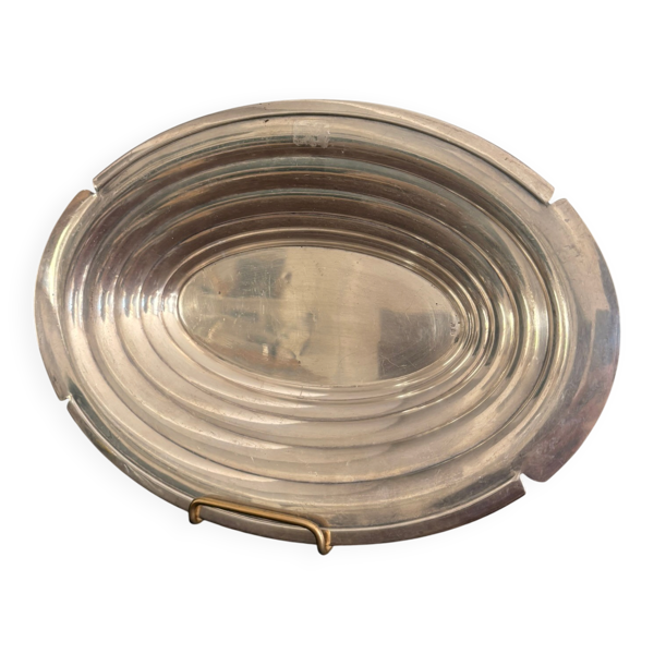 Ancien Plateau Plat de Service Gratin Légumier Métal Argenté Art Déco 1930