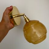 Vintage globe wall light in yellow Clichy glass