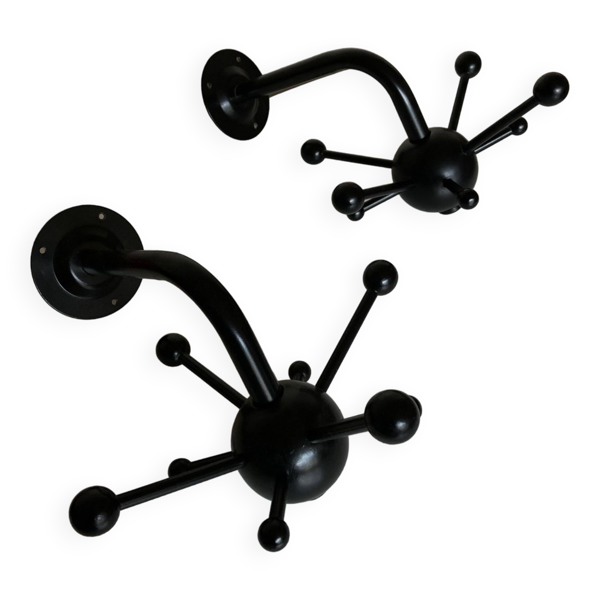 Pair of black space age sputnik coat racks