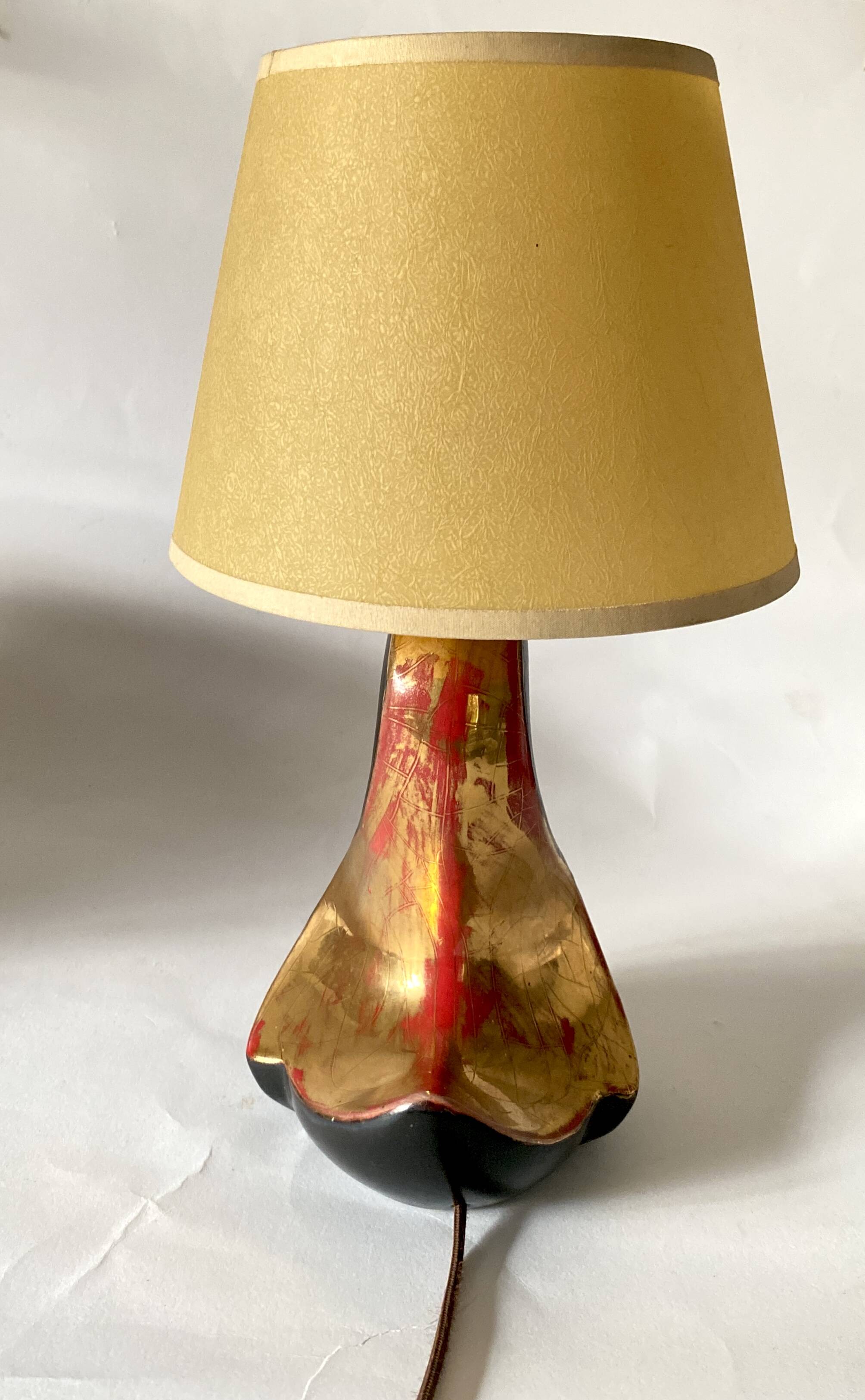 Earthenware lamp, 2 M fabric cable, paper lampshade