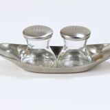 Wilhelm Wagenfeld Mid-Century Max & Moritz Salt Pepper Shakers, WMF, 1950s