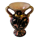 Vintage Vallauris vase amphora with relief floral decoration.