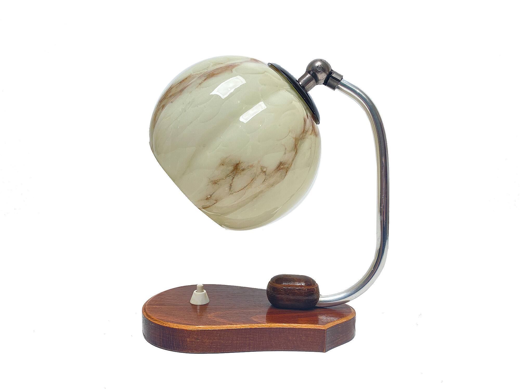 table lamp vintage art deco bauhaus, 30s, opaline marbled wood