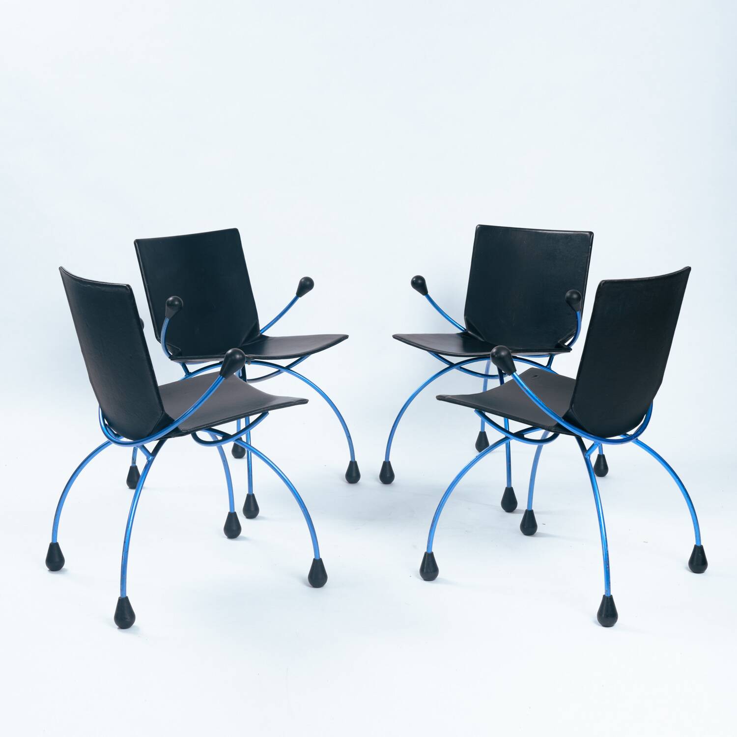 Postmodern metal leather chair by Boonzaaijer Mazairac, 1980s, Netherlands