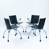 Postmodern metal leather chair by Boonzaaijer Mazairac, 1980s, Netherlands