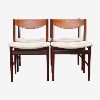 Set of 4 Scandinavian chairs in teak and velvet