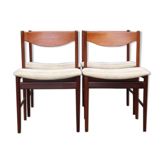 Set of 4 Scandinavian chairs in teak and velvet