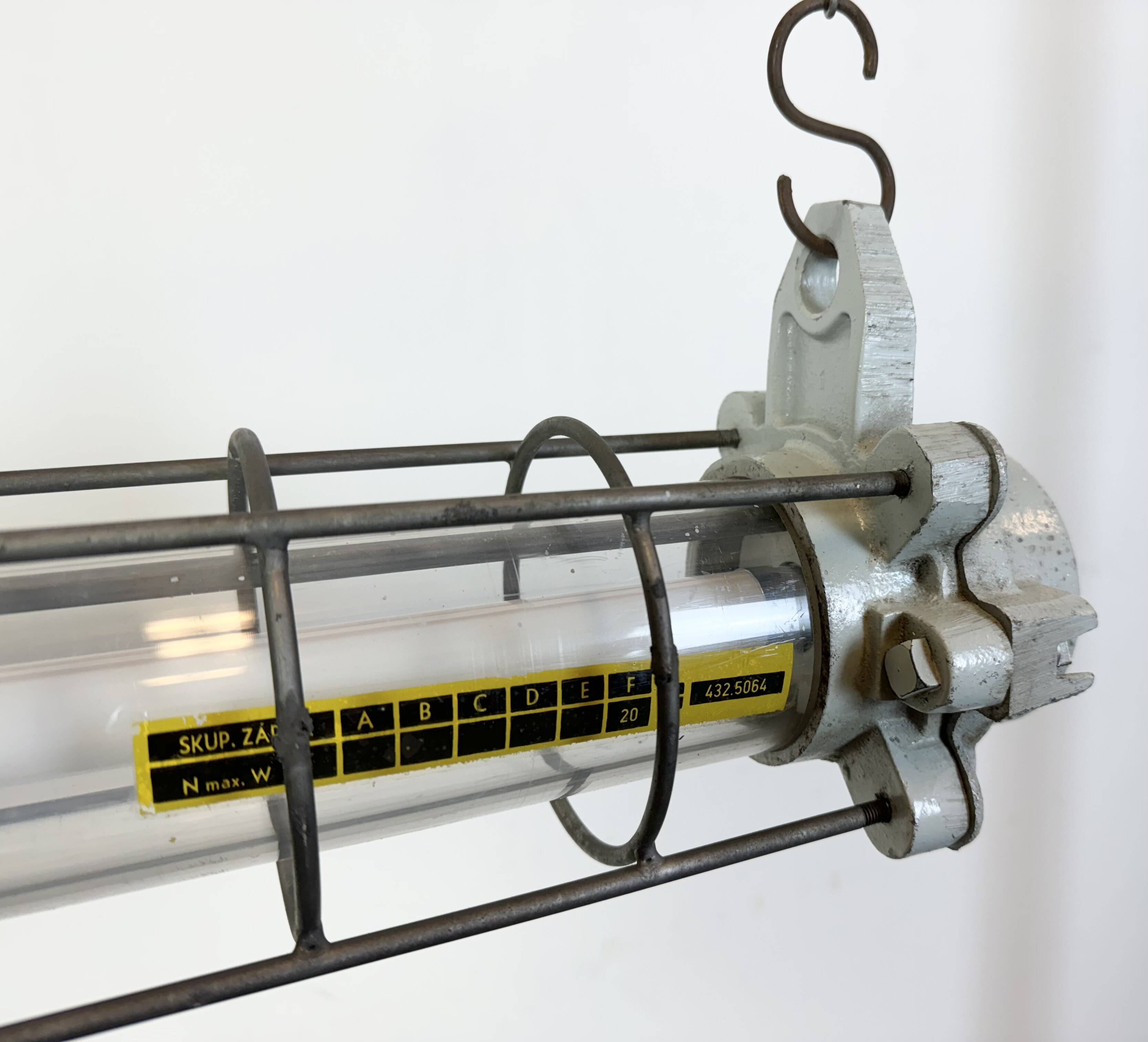 Grey Industrial Hanging Tube Light from Elektrosvit, 1980s