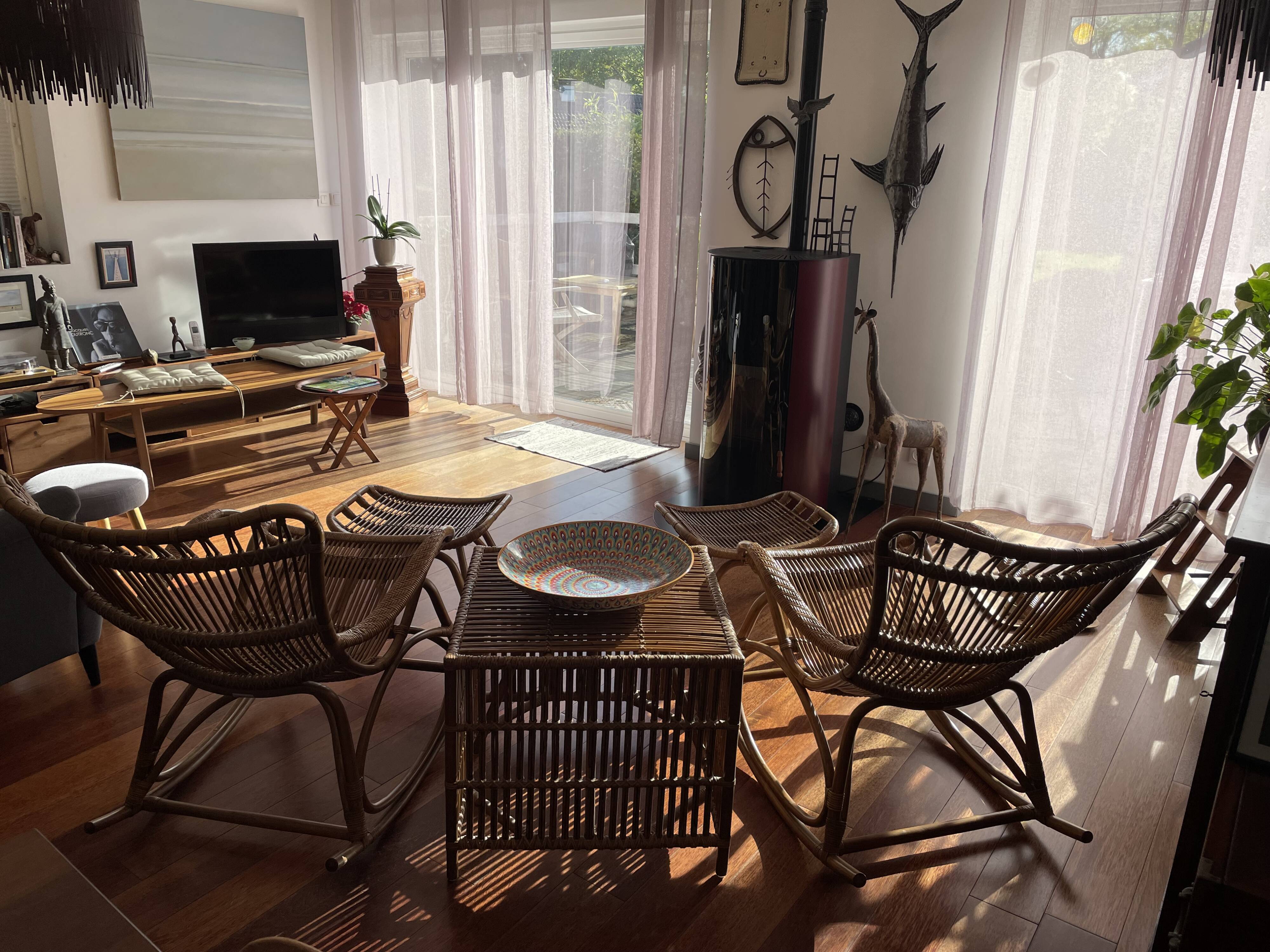 Rocking Chair, footrest, coffee table Sika Design Original