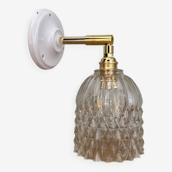 Vintage tulip wall lamp in diamond-tipped molded glass