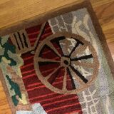 Old American Carpet Hooked handmade 58cm x 90cm 1930s
