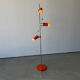 Three-spot floor lamp, Italian design, chrome and vintage orange.
