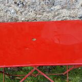 Red garden iron table