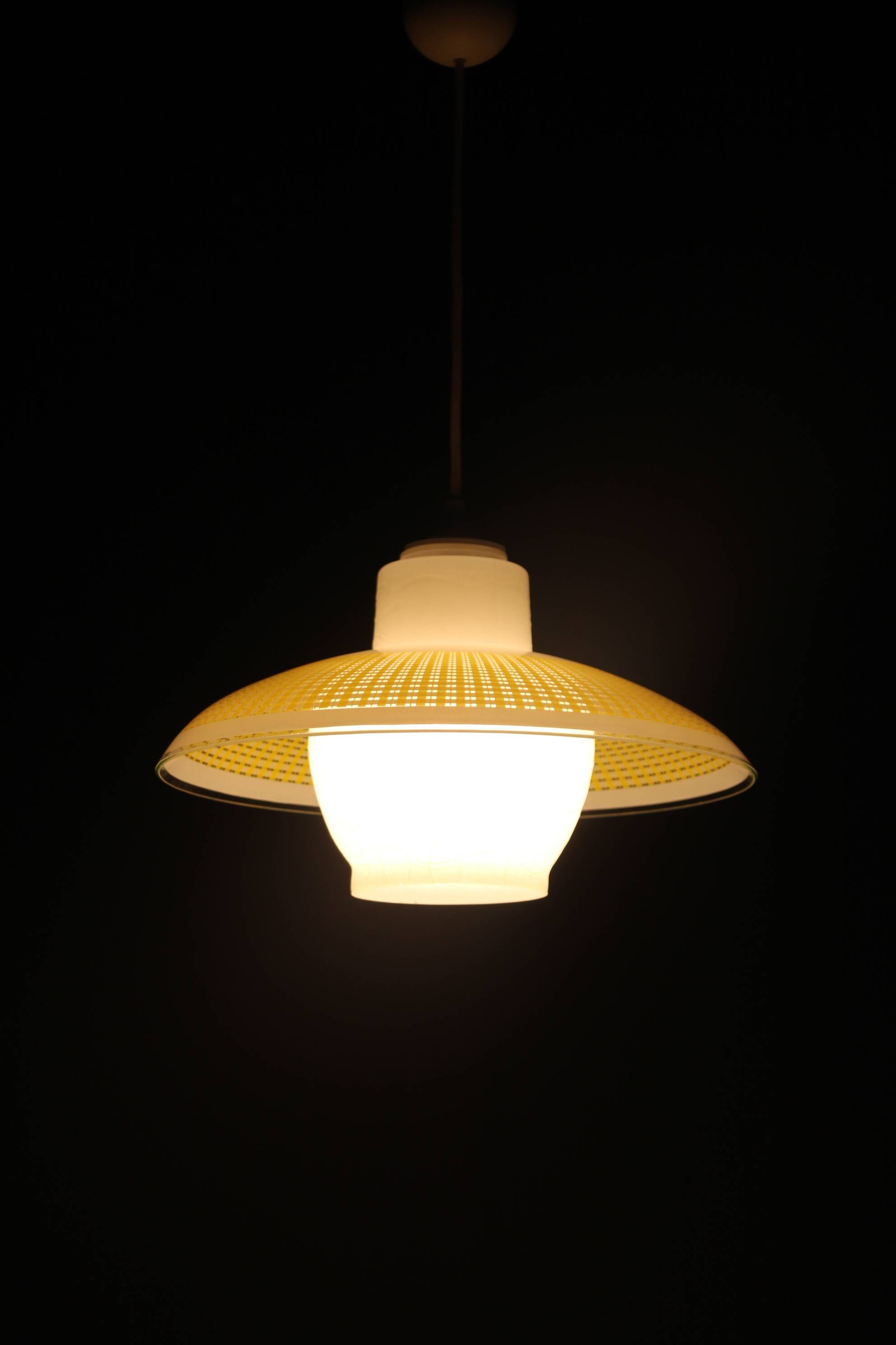1970s Glass Pendant Light, Czechoslovakia
